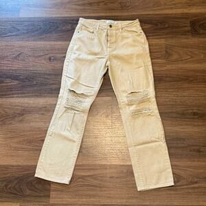Hidden Los Angeles Tracey High-Rise Straight Jeans Womens 28 Khaki Denim Pants